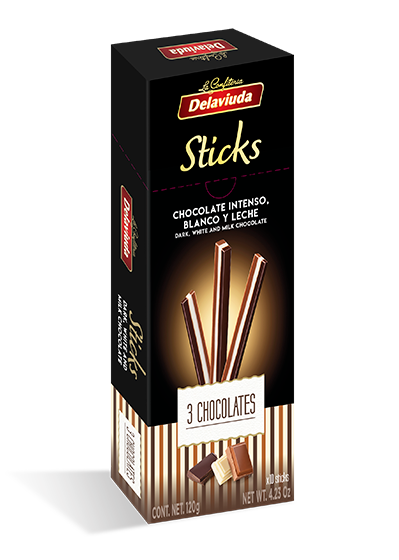 Delaviuda - Sticks Chocolate Intenso, Blanco y Leche