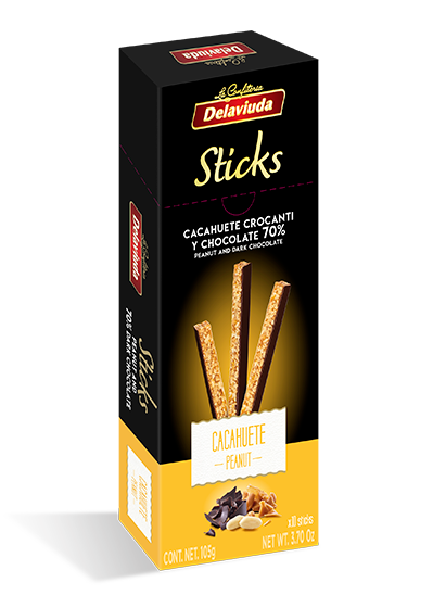 Delaviuda - Sticks Cacahuete Crocanti y Chocolate 70%