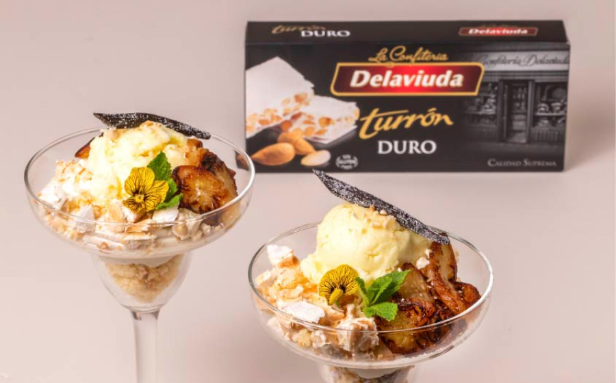 receta banana split con turrón