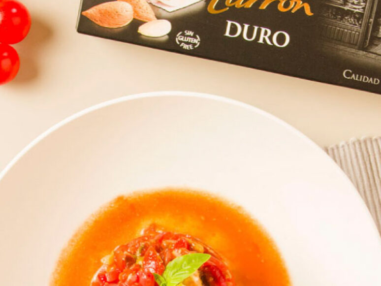 Tartar de tomate con turrón duro y salsa vierge » Confitería Delaviuda